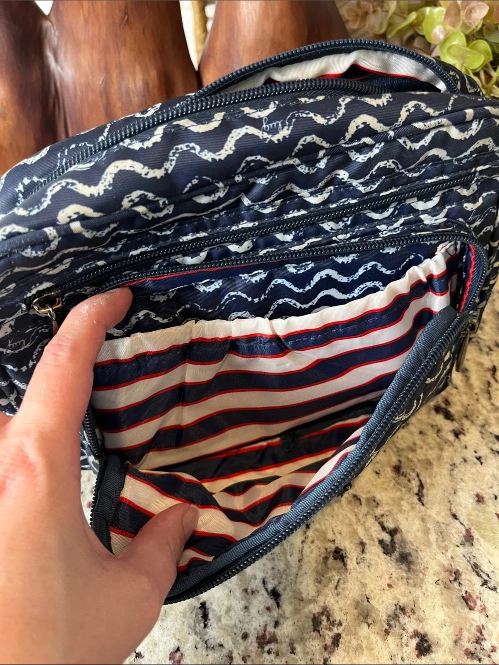 lug Navy Quilted Wave Messenger Crossbody Bag